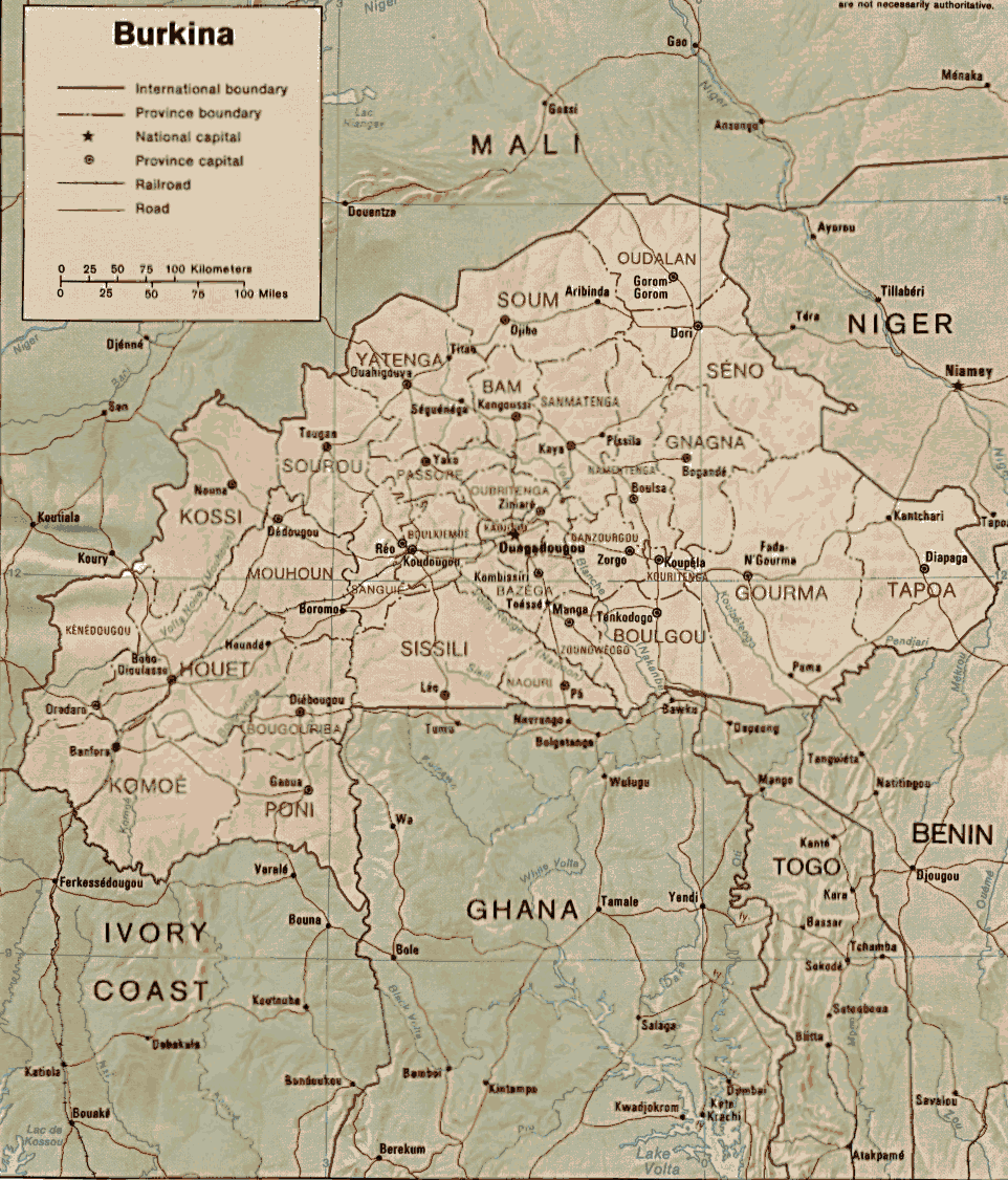 kaart van de Volks-Republiek Burkina Faso, het land van de vrije mensen.