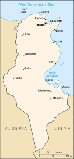 landkaart van Tunesië