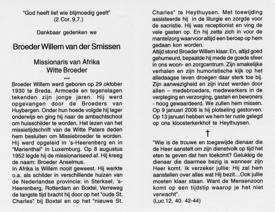 Het gedachtenisprentje dat we van Willem overhouden...